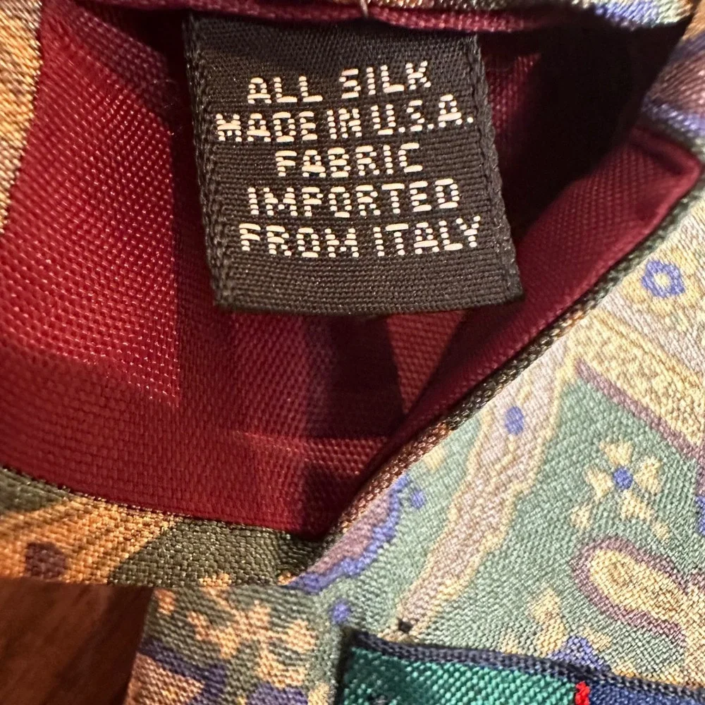 COLOURS‎ by Alexander Julian Silk Tie Paisley Design Green Blue Purple USA Made
